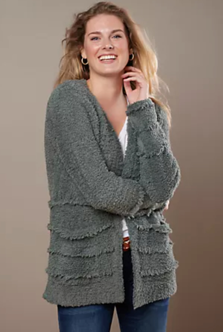 NWT BAREFOOT DREAMS AGAVE GREEN COZYCHIC BOARDWALK CARDIGAN SWEATER SZ M